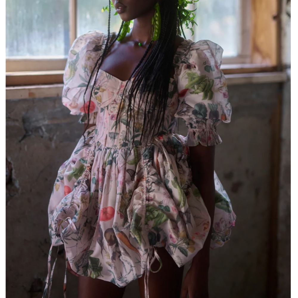 Floral Puff Sleeve Dress - Picture 3 of 13